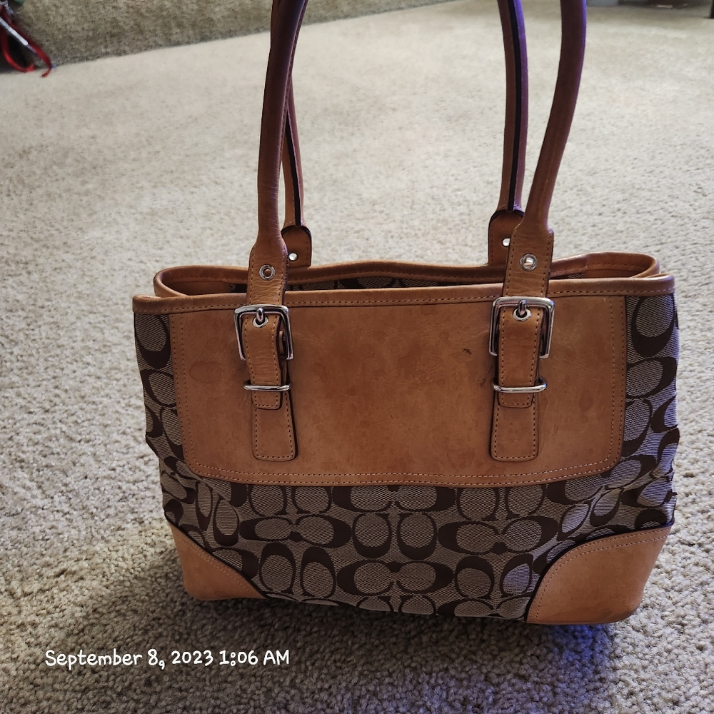 Vintage Coach Hampton monogram tote satchel